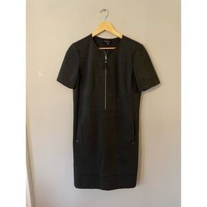 Lafayette 148 Demi Punto Milano Short Sleeve Zip Front Dress
